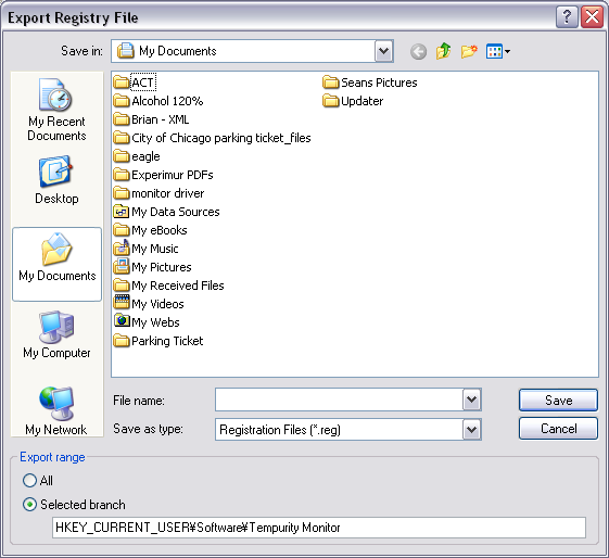 The registry's export utility for use with Tempurity Alarm notification groups